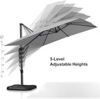 PURPLE LEAF 9'×11.5' Cantilever Patio Umbrella with Base Rectangle Offset Outdoor Umbrella Cover with Zipper for Garden Deck Pool White