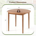 Tangkula 36" Round Outdoor Dining Table for 4, Acacia Wood 4-Person Patio Table with Slatted Tabletop & Adjustable Foot Pads, Indoor Outdoor Dining Furniture for Deck, Garden, Poolside & Backyard