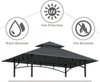 Grill Gazebo Replacement Top, 5 * 8 Outdoor BBQ Top Cover, Double Layer BBQ Gazebo Top Canopy for Model #L-GG001PST-F(Dark Gray)