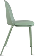 2xhome Modern Stackable Armless Dining Chair | Plastic Shell Seat with Metal Legs | Indoor or Outdoor Use | Home Kitchen Patio (1, Green, Padded Seat)