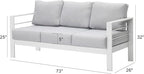Wisteria Lane Patio Furniture Aluminum Sofa, All-Weather Outdoor 3 Seats Couch, White Metal Chair with Light Grey Cushions