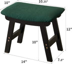 Foot Stool,Ottoman,Bamboo Small Sofa Foot Rest Under Desk,Extra Seating for Living Room, Bedroom and Kitchen (Black Stool Legs - Green Surface)