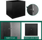 Galvanized Steel Planter Box Black Metal Planter 20Inch Large Square Indoor Outdoor Planters Cube Steel Heavy Duty Flower Pot Powder Coating Modern Commercial Residential for Patio, Deck, Yard, Garden