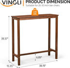 VINGLI Wooden Outdoor Bar Table, Wood Patio Counter Height Table, Weather-Resistant Patio Pub Table for Garden, Balcony, Poolside, Backyard, Indoor Use (Brown, 39")