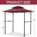 AECOJOY 8' x 5' Grill Gazebo, Grill Canopy for Outdoor Grill, 2- Tier BBQ Gazebo Shelter for Patio, Backyard and More (Wine Red)