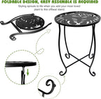 Fashion&cool Side Tables for Small Space, Metal Outdoor Indoor Round Side Table, Small End Table Pool Chair Side Table for Patio Yard Porch Balcony Garden Bedside Plant Stand