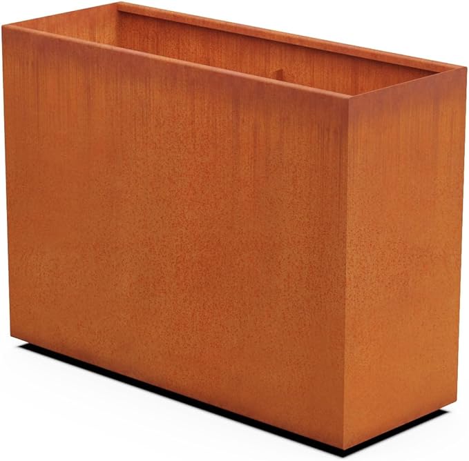 Plantercraft Corten Steel Planters | Large Rectangular Planters for Outdoor Plants 48x18x36 Inch | Extra Large Metal Planter Box for Patio, Deck & Commercial Spaces