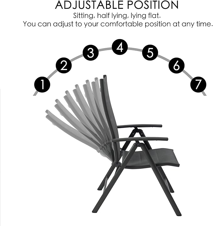 Kozyard 7 Piece Outdoor Patio Dining Set for 6 Person, 6 Pack Foldable Deck Chairs, 43"- 86" Villa Expandable Patio Dining Table Adjustable for Backyard, Porch, Deck, Garden