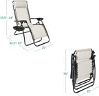 Best Choice Products Set of 2 Adjustable Steel Mesh Zero Gravity Lounge Chair Recliners w/Pillows and Cup Holder Trays - Ivory
