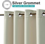 NICETOWN 2 Panels Beige Outdoor Curtains for Patio Waterproof, Rustproof Grommet Thermal Insulated Room Darkening Indoor Outdoor Curtains Window Treatments for Pergola/Gazebo, W52 x L72