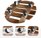 2 Pack Plant Stand Indoor and Outdoor, 12IN Premium Wooden Plant Caddy with Wheels, Heavy Duty Plant Stands with 360° Lockable Wheels, Classic Plant Cart