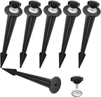 Replacement Stakes for Flood Lights,6.3in Aluminum Metal Ground Stake with Tool-Free Star Knobs Handle Thread Screw M5 for Outdoor Solar Spot Lights Garden Yard Path Walkway Lawn(6Pack)