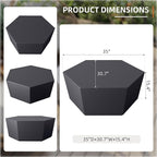 UPHA Outdoor Hexagon Coffee Table, Small Modern Minimalist Accent Tables, Low Light Concrete Center Table for Living Room, Outside Patio, Deck, 35×30.7×15, Dark Gray