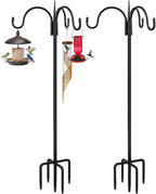 FEED GARDEN [Upgrade Version 92 Inch Three Shepherd Hooks for Outdoor,Bird Feeder Pole with 5 Prong Base, Adjustable Shepard Hooks for Hanging Plant, Solar Lanterns, Wind Chimes, 2 Pack