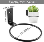 6 Pack 8 inch Flower Pot Holder Ring, Flower Pot Holder Ring Wall Mounted Set Wall Mounted Metal Planter Hanger Matte Black Hanging Plant Holder