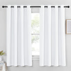 NICETOWN White Room Darkening Curtain for Bedroom 63 inches Long - (50% Blackout) Grommet Thermal Insulated Window Treatment Sound Reducing Drapes for Living Room (1 Panel, W52 x L63)