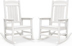 SERWALL Outdoor Rocking Chairs Set of 2, Oversized HDPE Porch Rockers for Adults, All-Weather Composite Patio Rocking Chairs, White