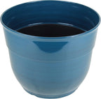 Garden Elements Indoor/Outdoor Glazed Brushed Happy Plastic Planter, Large, Dark Teal, 15" (Pack of 2)