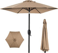 Best Choice Products 7.5ft Heavy-Duty Round Outdoor Market Table Patio Umbrella w/Steel Pole, Push Button Tilt, Easy Crank Lift - Tan