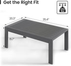 All-Weather Aluminum Outdoor Coffee Table, Modern Coffee Table for Outside, Rectangle Patio Coffee Table for Balcony Garden, Deep Grey