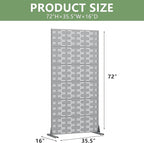 Casaphoria Metal Privacy Screen Outdoor, 72" H x 35" W Freestanding Decorative Privacy Screen for Patio Deck Balcony Garden with Stable Base, Grey-Brick