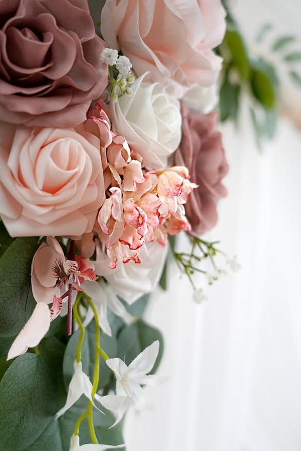 Artificial Flowers Wedding Arch Swag Kit, Dusty Rose, 26 Ft Draping