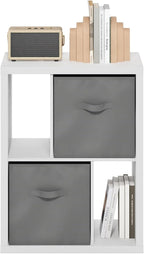 Furinno Viola Standing Storage Shelf with Two Storage Bins, White/Light Grey