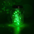 String Lights, 12 Pack Green Solar Mason Jar Lights with 30 LEDs