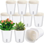 10 Pcs 3.74 Inch Self Watering Pots Self Watering Planters for Indoor Planters Plastic Garden Flower Pots with Level Indicator Vents for Herbs
