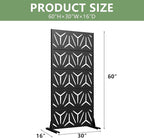 Casaphoria Metal Privacy Screen Outdoor, 60" H x 30" W Freestanding Decorative Privacy Screen for Patio Deck Balcony Garden with Stable Base, Black-Star