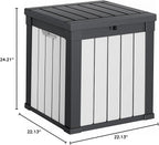 DRATO 51 Gallon Deck Boxes Resin Outdoor Storage Box UV Resistant Outside Deck Box with Lockable Lid for Patio Furniture（Black and White，51 Gallon）