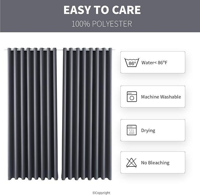 DIVA EN CAMINO DEC Waterproof Outdoor Curtain W105 x L84 - Grommet Top Sunlight Blocking Window Treatment Drapes Blackout Curtains for Home Bedroom Living Room Patio Porch Pergola (2 Panels)