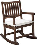 VINGLI Outdoor Rocking Chair, Weatherproof Rocker with Cushion, Wooden Rocking Bench Support 450 LBS for Patio, Yard, Garden, Outdoor or Indoors, Rustic