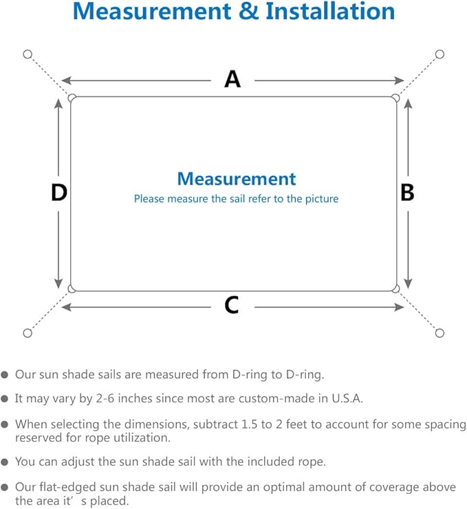 Eden's Decor Straight Flat-Edged Sun Shade Sail Rectangular 6' x 14' Beige UV-Blocking Outdoor Canopy Fabric Cloth Awning for Pergola Patio Garden Backyard Custom Size