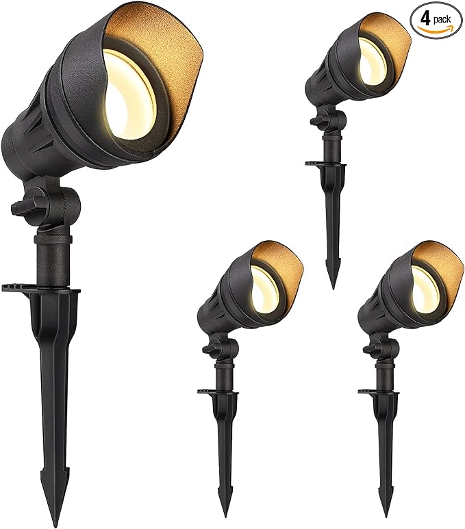 DEWENWILS LED Low Voltage Landscape Lights, 14W 540LM 3000K 12V Aluminum Outdoor Spotlight, IP65 Waterproof Landscape Lighting for Yard, Garden, House, Tree, Lawn, 4 Pack
