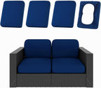 Cushion Covers 4-Piece Navy Stretch Patio Set with Anti-Slip Straps