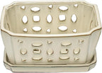 W&W Orchid Pot with Holes and Saucer for Repotting, Cream White, 9.7 Inch
