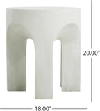 Christopher Knight Home Ottilie Outdoor Side Table, Lightweight Concrete Garden Stool with Four Legs Shaped, Decorative Accent Table Patio End Table for Patio Balcony Beach Pool Side, Antique White