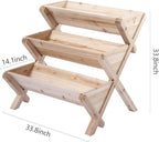 Raised Garden Bed, 3-Tier Vertical Wooden Planter with Legs, Beige