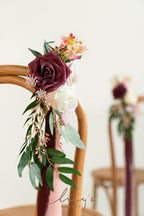 Artificial Flower Aisle Pew Markers 8 Pcs Marsala Blush Wedding Decor