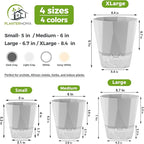 6 Pack Self Watering Plant Pots 5 Inches Self Watering Planters for Indoor and Outdoor Plants African Violet Self Watering Pots Clear Pots for Plants Herb Orchid Flower Houseplant Pots, Light Grey