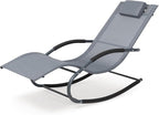 Outdoor Lounge Chair with Pillow, Chaise Lounge Chair for Patio, Lawn, Pool, Grayish Blue