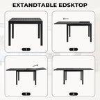 Grand patio 5-Piece Outdoor Dining Set, 4 Leather-Look Wicker Swivel Patio Chairs & 1 Expandable Dining Table, Black