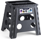 Delxo Folding Step Stool 13 inch Height Heavy Duty Foldable Step Stools for Adults and Kids,Kitchen Small Collapsible Fold Up Stepping Stool 1 Pack in Grey Dotted Texture