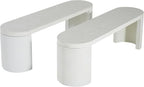 Christopher Knight Home Vex Set of 2 Concrete Outdoor Bench with Modern White Terrazzo Effect, Outdoor Dining Chairs, Oval Garden Bench with Pedestal Base, Extra Seating for Patio/Balcony, White