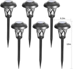 GIGALUMI 6 Pack Solar Pathway Lights Outdoor, Metal Glass & ABS Solar Landscape Lights Waterproof IP65, Warm White Solar Powered Garden Lights for Yard Patio Walkway Driveway (Black)