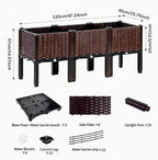 CloudDream 3Piece Brown Raised Garden Box Set, Ideal for Growing Vegetables, Herbs, Flowers & Succulents. with Built-in Drain outlets and,it Works Well Indoors and Outdoors, Suitable (Brown)