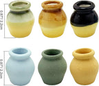 Miniature Terracotta Pots, 6 Pieces Mini Ceramic Clay Flower Pots Pottery Planter for DIY 1:12 Dollhouse Fairy Garden Flower Plants Bonsai Micro Landscape Decoration