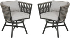 Grand patio Swivel Rope Wicker Chairs Set of 2, Patio Dining Chairs with Cushions, Wicker Armchairs Frame, Outdoor Modern Style for Backyard, Balcony, Quinn, Light Gray Brown