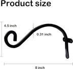 Hourleey 2 Pack Plant Hanger Outdoor, 8 Inch Heavy-Duty Hanging Plant Hook for Outside Basket, Black Metal Wall Mount Plant Bracket Hook for Flower Baskets Bird Feeder